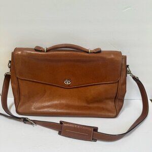COACH Vintage Lexington Leather TurnLock Briefcase Messenger Bag Brown Crossover